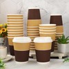 JarThenaAMCS 100Pcs Brown White Disposable Coffee Cups with Lids 12oz