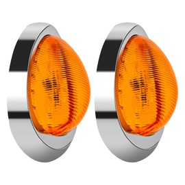 Wodvyss 2Pcs 6" Amber Lens Amber LED Side Marker & Turn Signal Light, 15 LED Oval Sleeper Cab Clearance Light for Freightliner Century/Columbia, Universal Truck Trailer, Surface Mount, Chrome Bezel