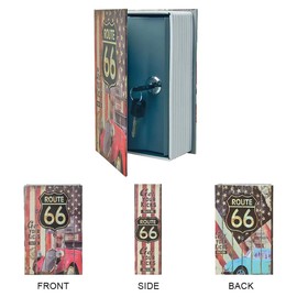 Diversion Book Safe Storage Box, Dictionary Secret Safe Can Stash Secret Book Safe Security Locker with Key, Portable Cash Jewelry Storage Box Case Lockable Book Safe for Traveling (Key, 66 Route)