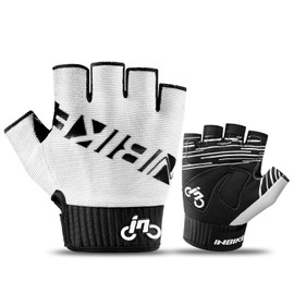 INBIKE Cycling Mountain Bike Gloves for Men Womens Road Bikes Cycle Padded Mens MTB Fingerless Bicycle Accessories Biking Gel Exercise Gym Half Finger White 2XL