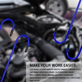 JNNJ Pack of 4 Brake Caliper Hook Hanger, S Shaped Hook Suspension Disc Brake Caliper Hanger, Brake Caliper Hanger, Brake Caliper Hook, Rubber Tips (Blue