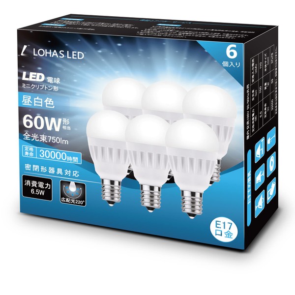 Lohas Mini Krypton LED Bulb, E17, 60 W-Equiv., Daylight, 750