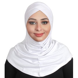 AL AMIRA Beautiful double cross cotton hijab scarf Islamic women fancy hijab 2T101 (white)