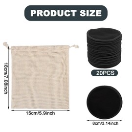Emperoch 20 Pcs Reusable Makeup Remover Pads, 3.14 Inch Bamboo Cotton Pads, Microfiber Cleansing Pads With Laundry Bag for All Skin Types Eyes Face Cleaning