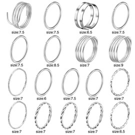 ONESING 18 Pcs Silver Knuckle Rings for Women Stackable Rings Sets Vintage Joint Finger Rings Set for Women