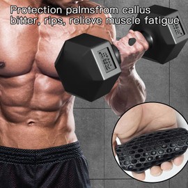 Anti-Slip Weight Lifting Grips for Men Women Deadlifts, Rows, Ergonomics Workout Rubber Gym Grips Pads for Palm Protection, Fingerless Workout Gloves for Men Exercise Bodybuilding