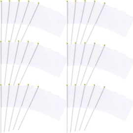 30 Pack DIY Hand Waving Flags and Banners Pennant Decoration for Game Parade Sport Events, Festival Party Handheld Flags with Plastic Stick 14 * 21cm with Gold Ball