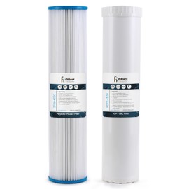 iFilters Whole House Sediment & GAC/KDF Replacement Water Filter Cartridge Set | 100% Compatible with 4.5”x20” Dual systems like MWH-D-WELL & SP30-KDF2-4520