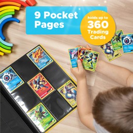 Vavasel 9 Pocket Trading Card Album Folder - 360 Side Loading Pocket Binder for Collectible Cards, TCG, Trading Card Game, and Sports Cards (Yellow)