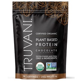 Truvani Organic Vegan Protein Powder | Chocolate | 20g Plant Based Pea Protein | 18 Servings | Keto | Gluten & Dairy Free | Low Carb | No Added Sugar
