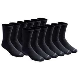 Dickies Dri-Tech Essential Moisture Control Crew Socks, Available in M-XXL (6, 12 Pairs)