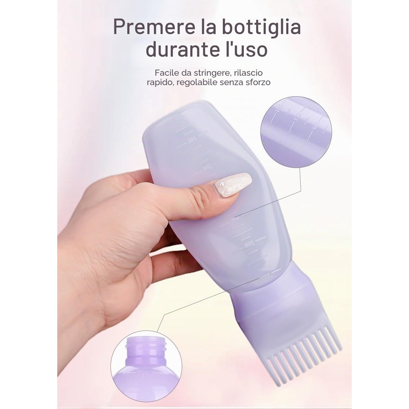 Forevat 2 spazzole per tintura capelli, flacone applicatore olio per