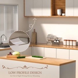 Under Cabinet Outlet Box with Low Profile Design, Hidden Electrical Solution, Easy to Install, Stainless Steel Material and Excellent Surface Powder Coating, Keep Tile Backsplash Tidy, Slim Fit Box