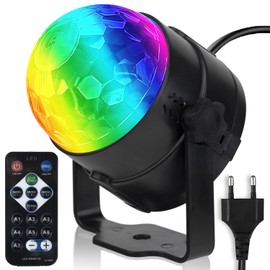 Disco Ball Party Light with Remote Control, 1.3 m Power Cable, European Plug, Music Controlled, Portable for Outdoor and Indoor, DJ Light, Party Gadgets, Disco Light