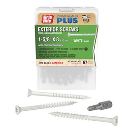 Grip-Rite P212STWH40, PrimeGuard Plus #9 x 2-1/2" White Trim Screws, 40 Count Pack, Corrosion-Resistant