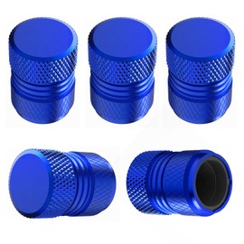 Tire Valve Stem Caps - 5 Pack Corrosion Resistant Premium Anodized Alloy Air Valve Caps Universal for Car SUV Bike Accessories Blue
