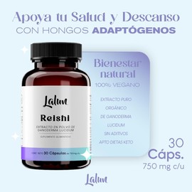 Reishi | Extracto Orgánico | Hongo Adaptogeno | Promueve el Descanso | Ayuda a Evitar el Insomnio | Equilibra el estrés mental y físico | 100% puro - 1 diaria | 30 Cápsulas de 750 mg