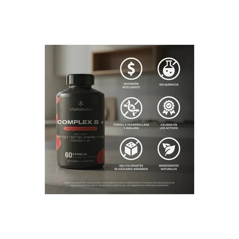 Complejo B Vitaminas B1 B2 B3 B5 B12 60 Caps