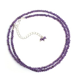 Gempires Natural Amethyst Crystal Bead Necklace, Purple Choker Necklace for Women, Gift for Her, February Birthstone, 16+2 inch Adjustable Silver Plated Chain