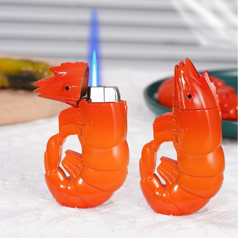 Torch Lighter, Unique Creative Prawns Design Butane Lighter, Windproof Adjustable