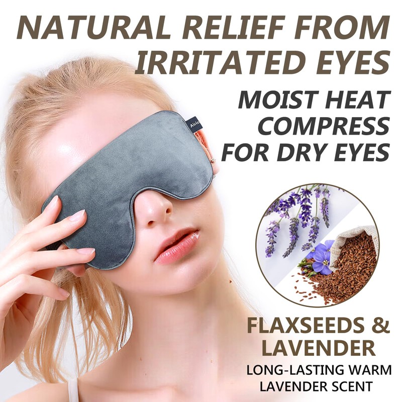AiricePac Lavender Heat Eye Mask, Microwavable Moist Heating Pad for