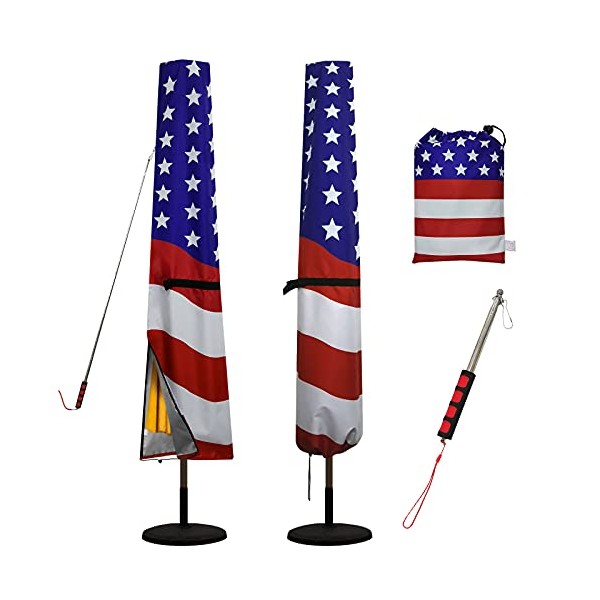 Daily Treasures American Flag Patio Umbrella Cover, 420D Oxford Fabric