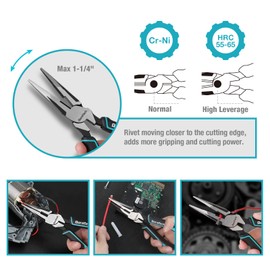 DURATECH 4-Piece Pliers Set, 8" Long Nose, 8" Slip Joint, 8" Groove Joint and 8" Adjustable Wrench, for Home Use