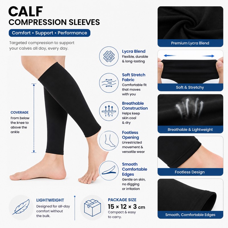 30–40 mmHg Calf Compression Sleeves for Men & Women –