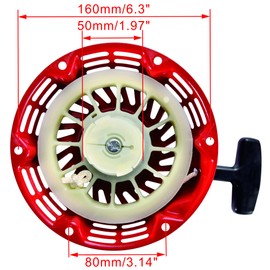 WOOSTAR Recoil Pull Starter Replacement for GX160 GX200 Generator 168F 5.5HP 6.5HP Engine Lawn Mower Red