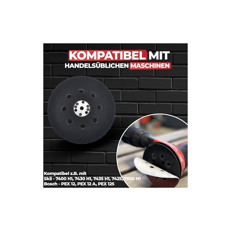 RIKAMA® Sanding Disc, Diameter 125 mm, Velcro, Suitable for Bosch/Skil,