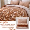 WONGS BEDDING Fall Burnt Orange Quilt Set Queen,Floral Botanical Leaves