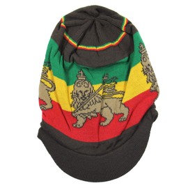 NY Rasta Lion of Judah Knit Beanie Visor (Brown/RGY/Lion)