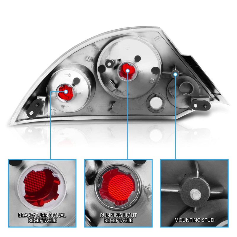 AmeriLite Euro Chrome Replacement Brake Tail Lights Set For 2000-2005