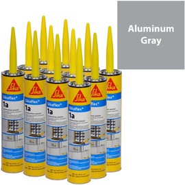 Sikaflex 1A Polyurethane Premium Grade High Performance Elastomeric Sealant, 10.3 fl oz Capacity, Aluminum Gray, 12 Tubes