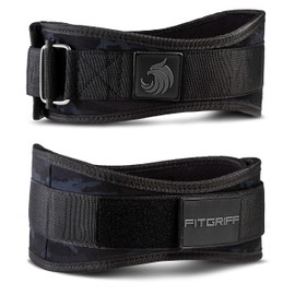 FITGRIFF Weightlifting Belt V2 - Weightlifting Belt for Men and Women - Bodybuilding, Strength Training, Crossfit Training - Training Belt, Weightlifting Belt, Gym Workout (Camo-Black, XXS)