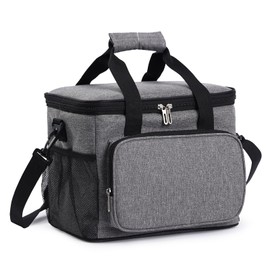 Tiita Large Insulated Lunch Bag, 15L Cooler Lunch Box for Adults with Shoulder Strap and Multiple Pockets, Portable Cooler Bag for Work, Picnic, Camping,Grey