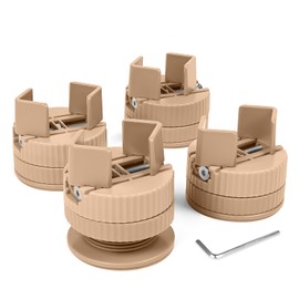 Jedroc Adjustable Bed Risers Furniture Risers - 4 Pack with Screw Clamp Lift to 1.8IN-2.3IN Bed Risers, Fit Furniture's Square/Round Leg Diameter from 0.4IN–2.1IN（Brown）