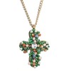 Cross Necklace For Women, Green And White Small Bead Decoration