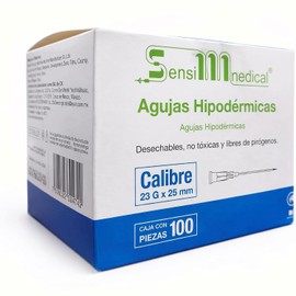 Agujas Hipodérmicas 23G x 25mm Caja 100 Piezas