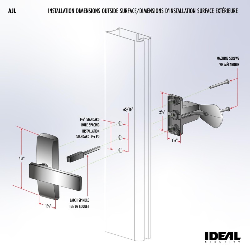 Ideal Security Door Lever for Storm and Screen Doors, Bright