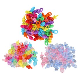 Mini chupetes acrílicos para bebé, 100 piezas, decoración de fiesta de cumpleaños, bautismo de bebé, mini juguetes de colores suaves, favores de fiesta(Mezcla de colores sólidos)
