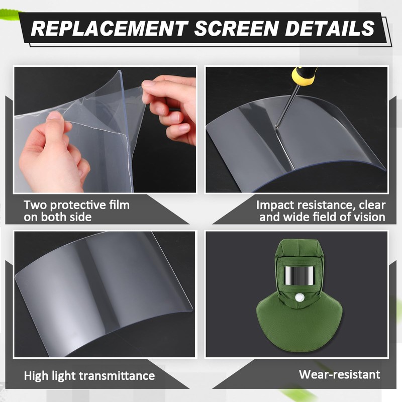 Kingdder 5 Pcs Sandblasting Hood Replacement Lens Clear Face Shield