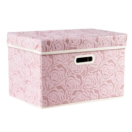 PRANDOM Collapsible Storage Boxes with Lids Fabric Decorative Storage Bins Cubes Organizer Containers Baskets with Cover Handles Divider for Bedroom Closet Living Room 14.9x9.8x9.8 Inch 1 Pack
