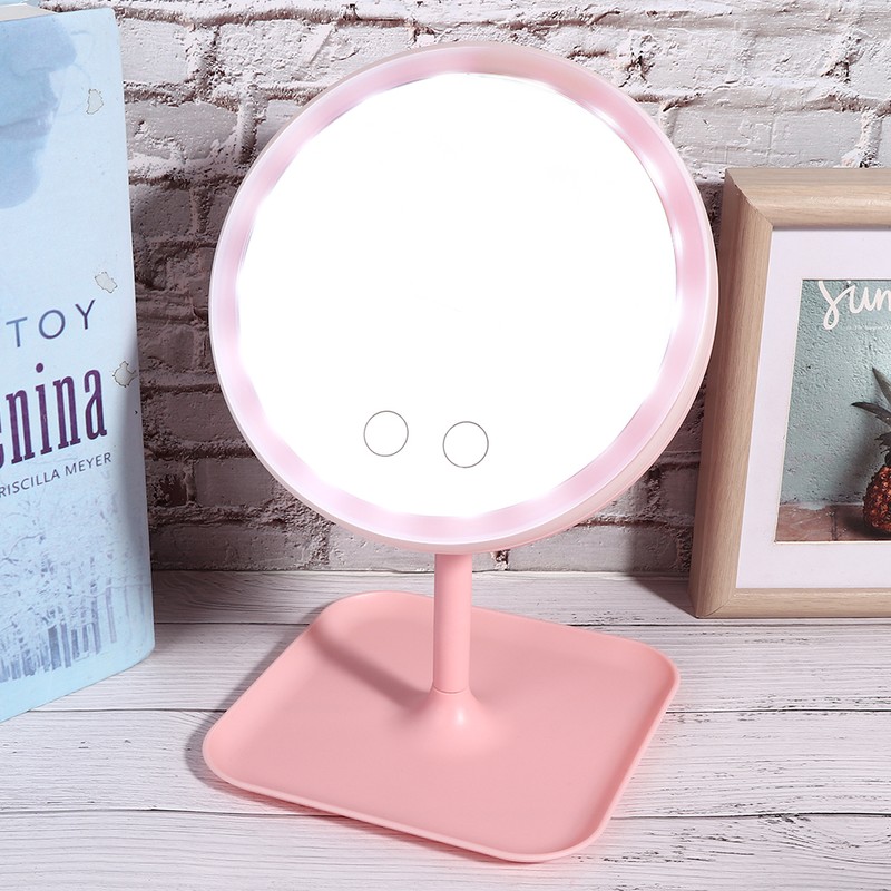 USB Charging 5 Color Light Desktop Cosmetic Mirror Adjustable LED
