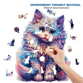 Aeekdook Wooden Puzzle for Adults, Cat Puzzle, Unique Animal Shape Puzzles, Wooden Jigsaw Puzzles for Adults, Thanksgiving for Family Friend (M - 8.6 * 11.4in)