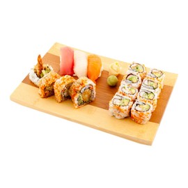 Restaurantware 10.5 x 7 x 1 Inch Sushi Serving Plate 1 Sustainable Appetizer Board - Elevated Reusable Bamboo Sushi Display Tray Durable For Serving Sushi Sashimi Or Appetizer