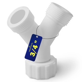 Monteral Double Water Connection Distributor for Washing Machine and Dishwasher, 2-Way Y-Distributor for Water with Thread Diameter 3/4 Inch for Hose