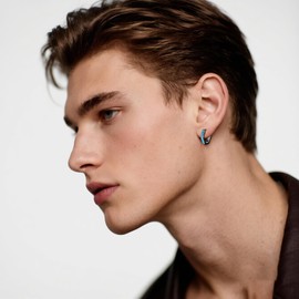 Hexagon Earrings 925 Sterling Silver Black Small Turquoise Hexagon Geometric Hoop Huggie Earrings Jewelry Gifts for Men Women