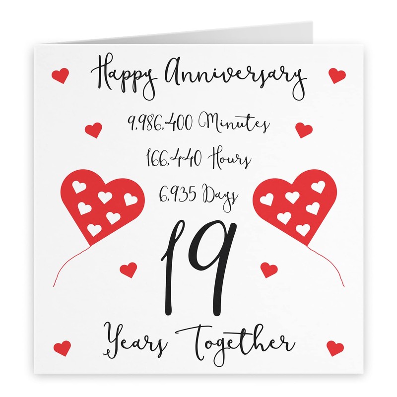Hunts England - 19th Wedding Anniversary Card - 19 Years