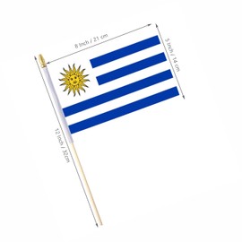 Ckexin 25Pack Small Uruguay Flag Handheld Mini Uruguayan Flags on Stick 5x8 Inch
